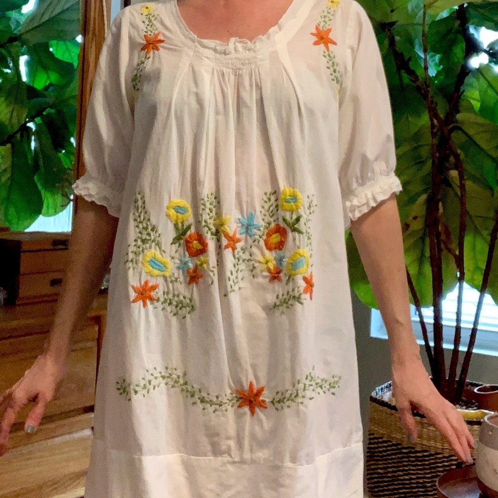 Embroidered White Floral Dress